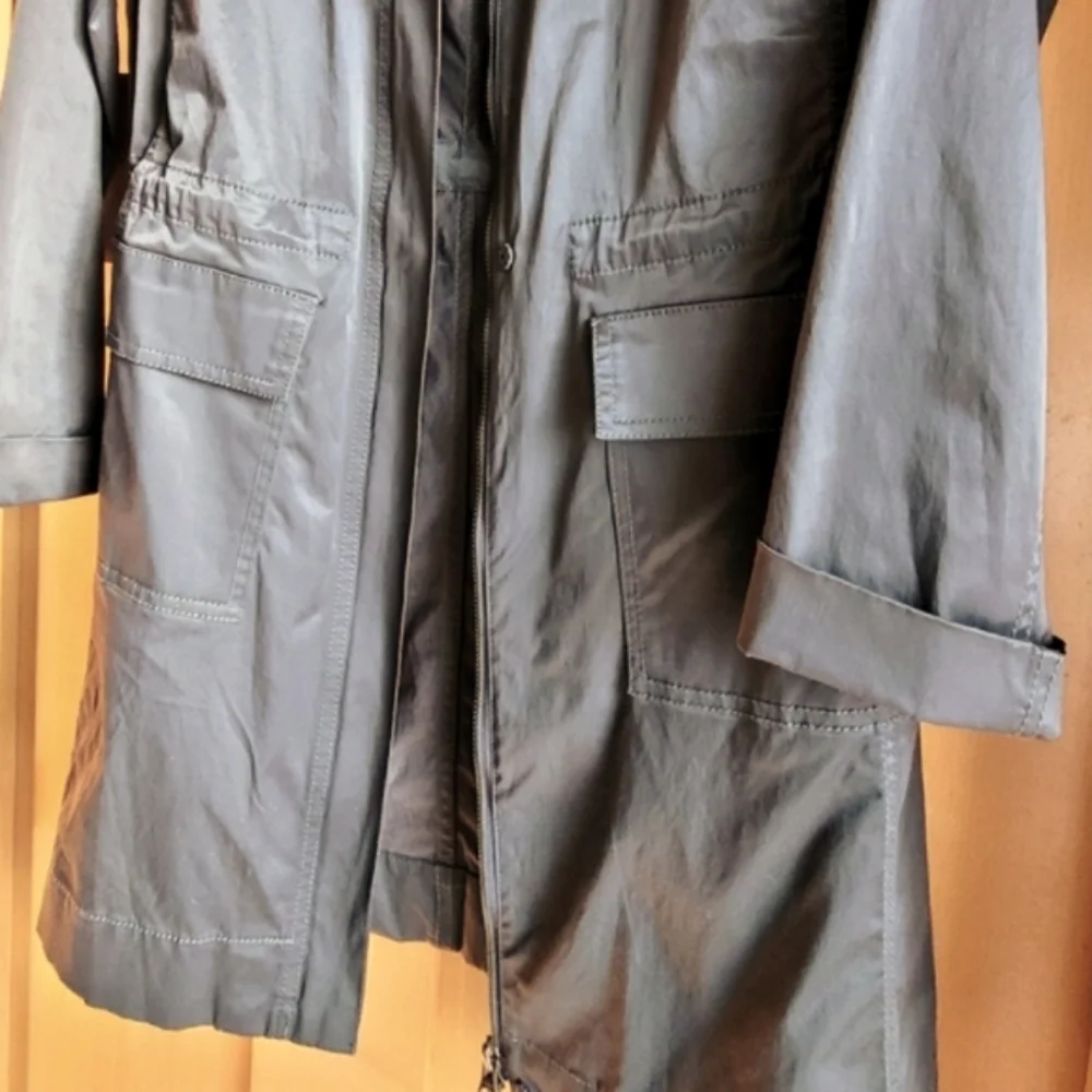 Eileen Fisher Satin Sheen Funnel-Neck Trench Coat - Picture 7 of 14